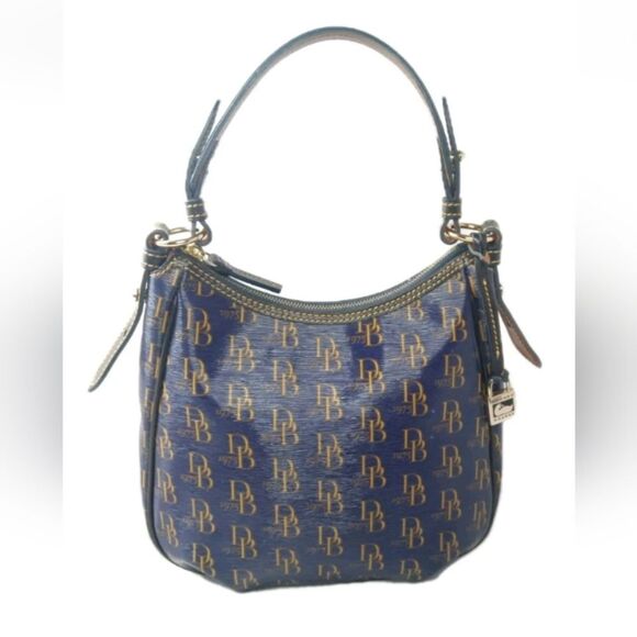 Dooney & Bourke Handbags - Dooney & Bourke DB75 Signature  Hobo Bag Purple & Brown Shoulder Bag